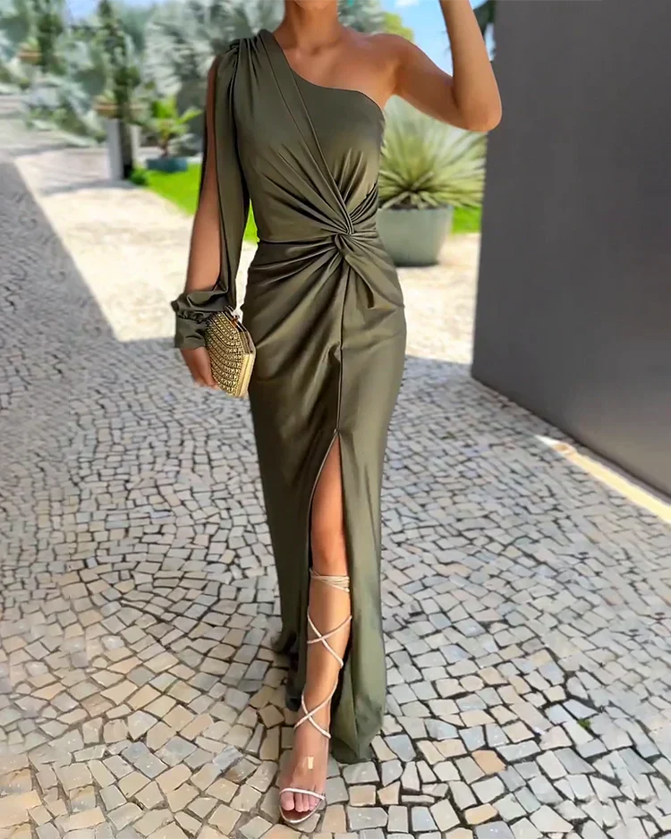 ALESSIA™ | Elegant Silk Off-Shoulder Dress