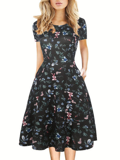 Denise - A line floral midi dress