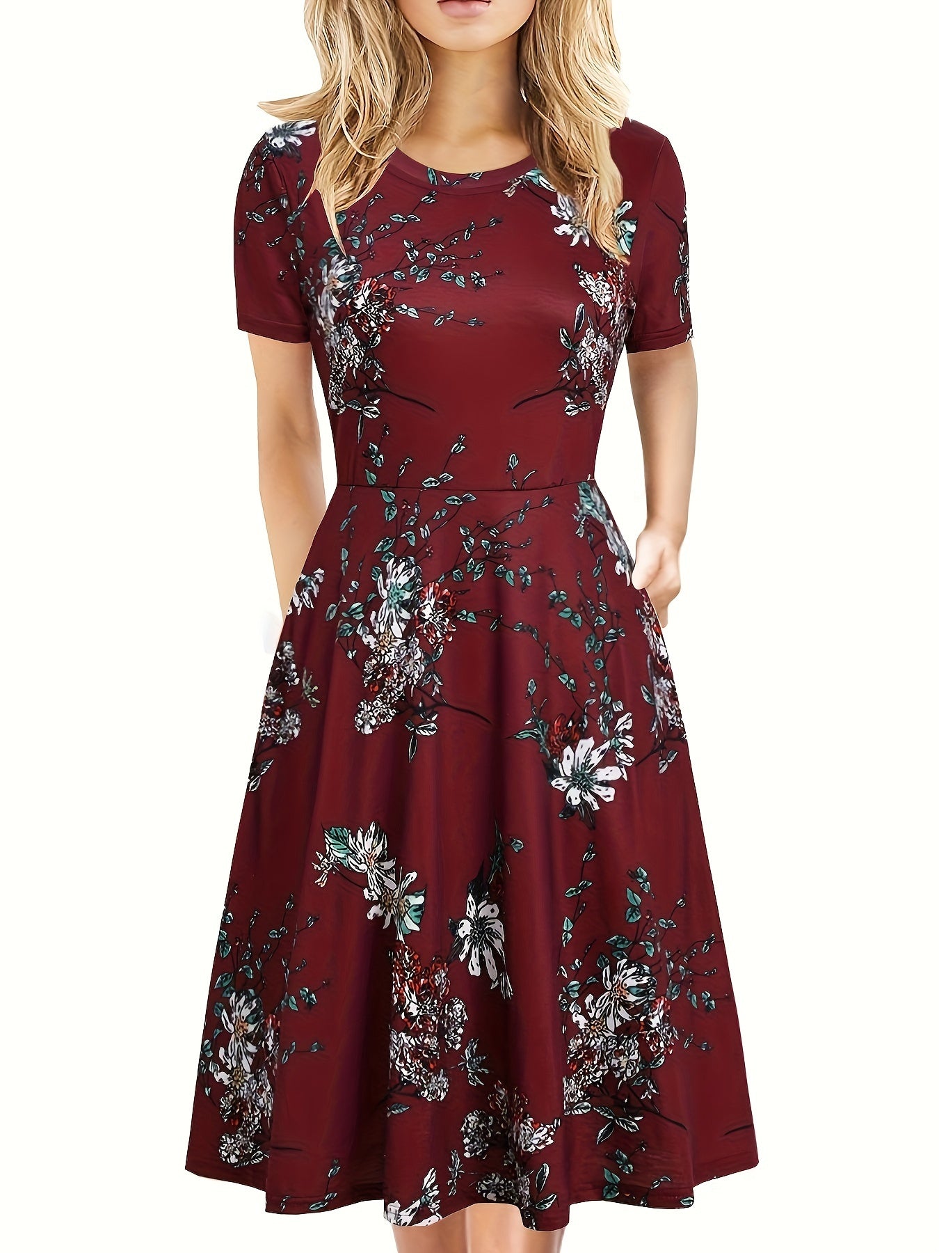 Denise - A line floral midi dress