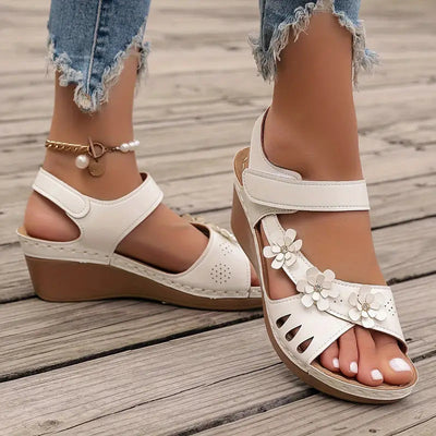 Sandy - Women's soft sole floral platform sandals