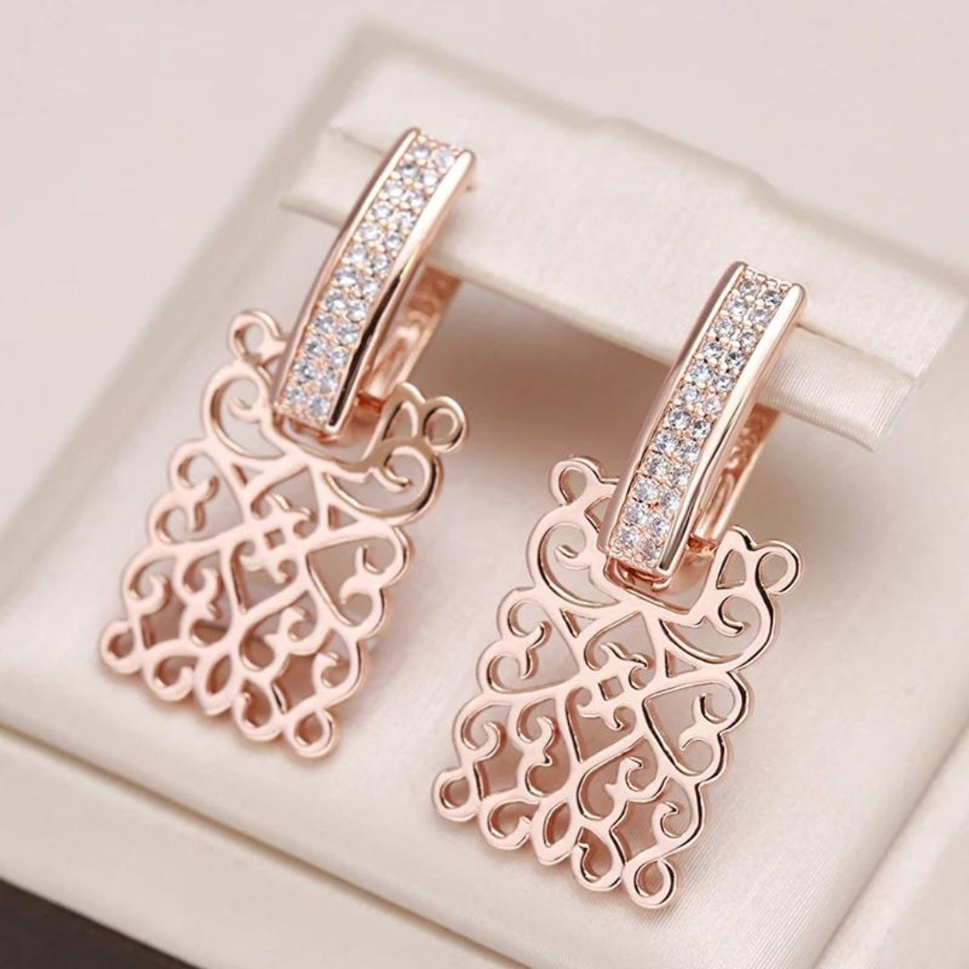 Ivy rose gold zirconia earrings