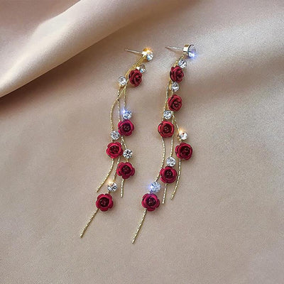 Rose cascade earrings