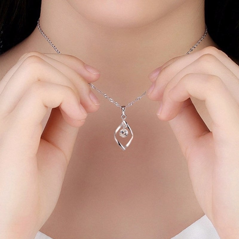 Silver zirconia crystal pendant