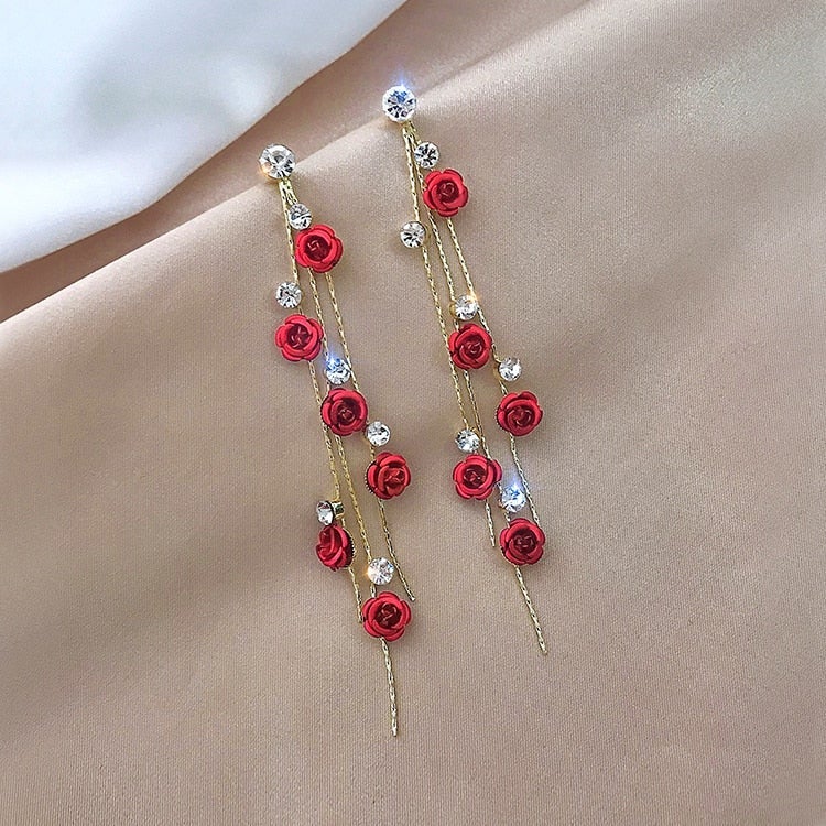 Rose cascade earrings