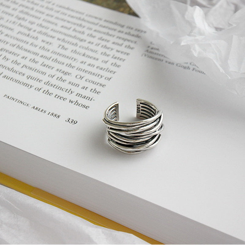 925 Sterling Silver Adjustable Layered Ring