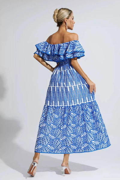 Scout - Blue cutout ruffle maxi dress