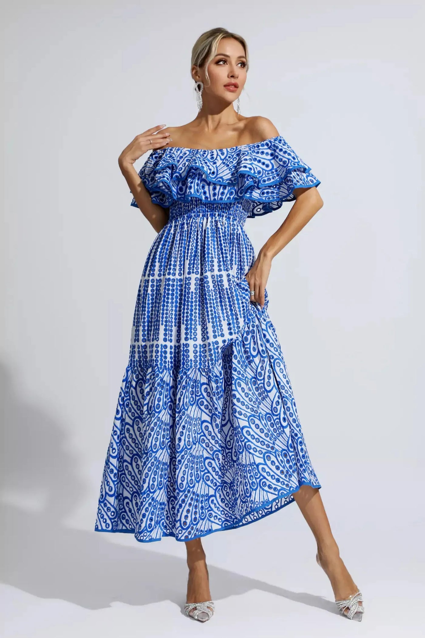 Scout - Blue cutout ruffle maxi dress