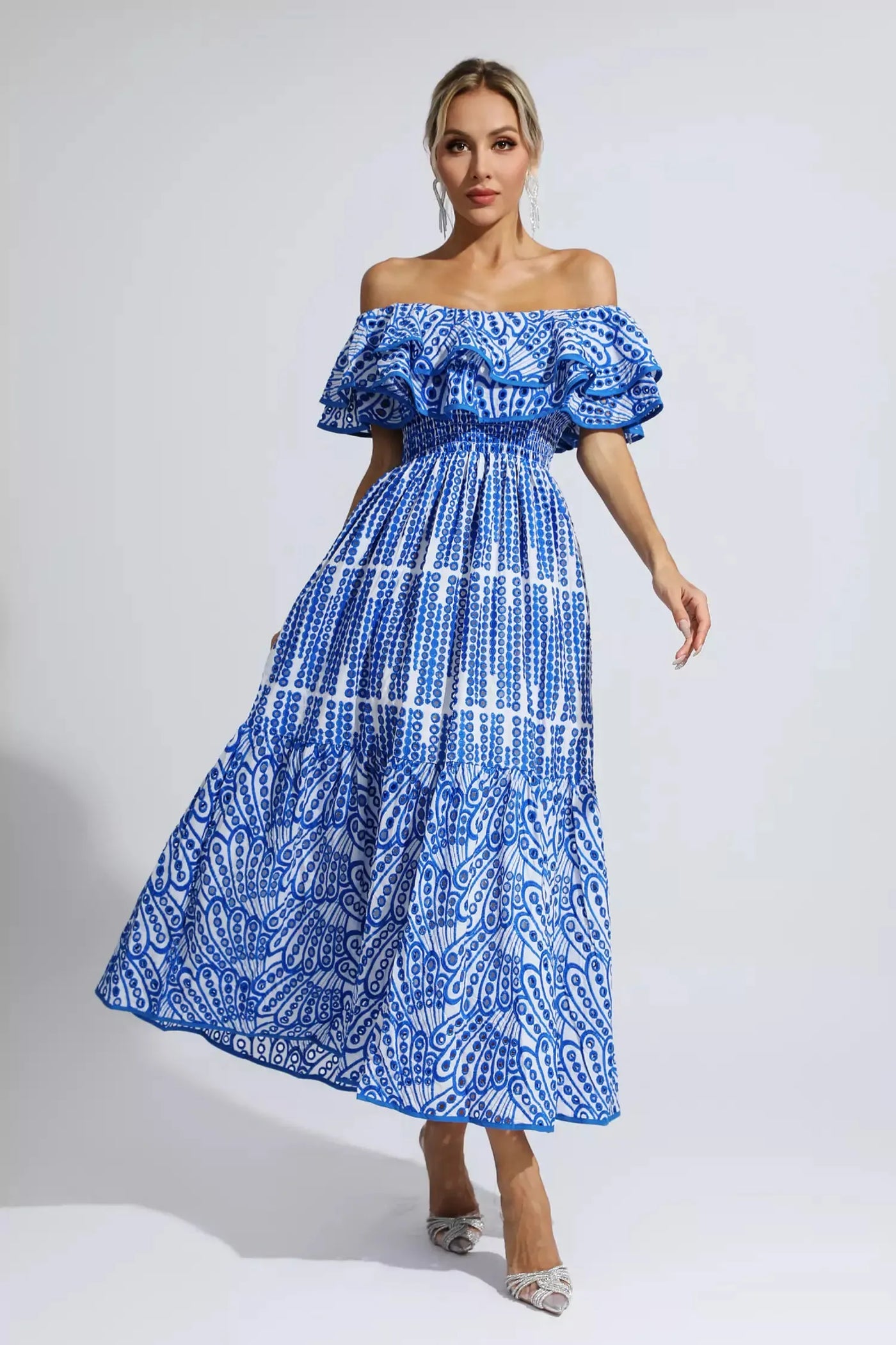 Scout - Blue cutout ruffle maxi dress