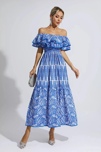 Scout - Blue cutout ruffle maxi dress