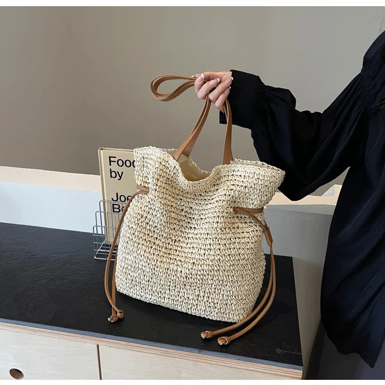 Frankie - Straw Woven Beach Bag