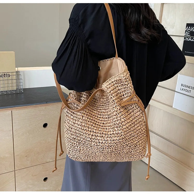 Frankie - Straw Woven Beach Bag