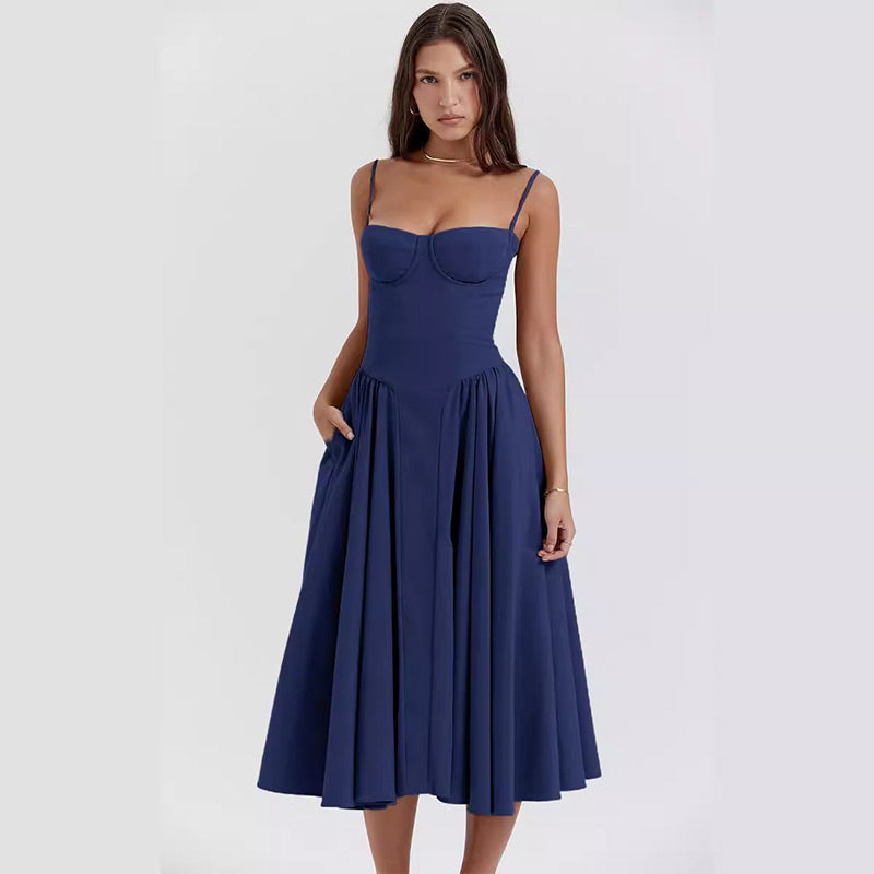 Kate - Sleeveless midi dress with corset fit