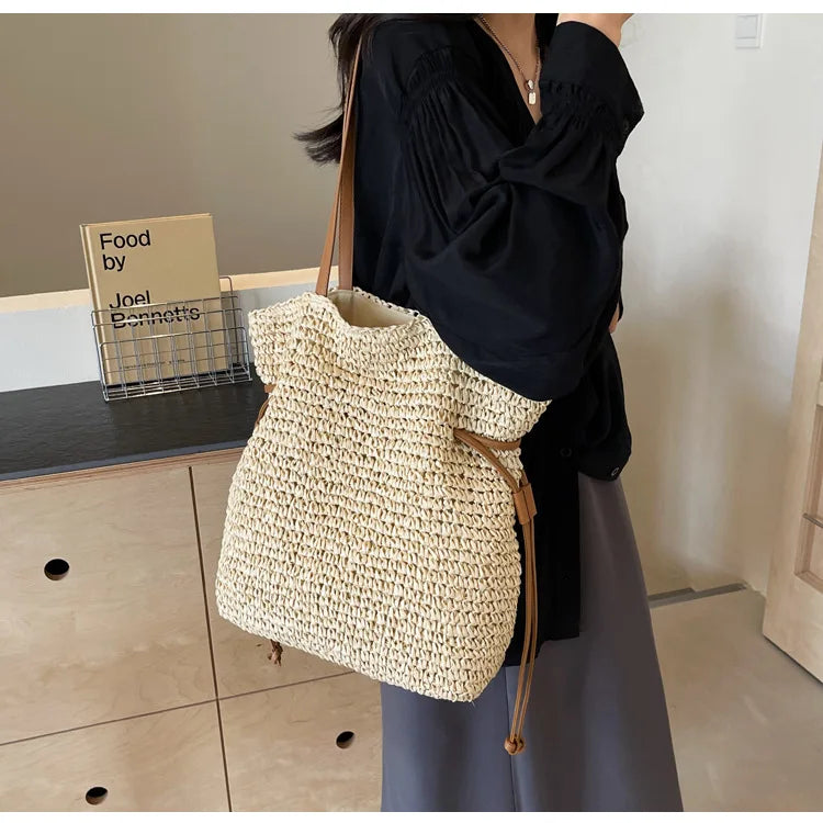 Frankie - Straw Woven Beach Bag