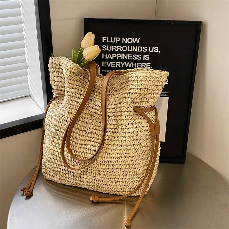 Frankie - Straw Woven Beach Bag