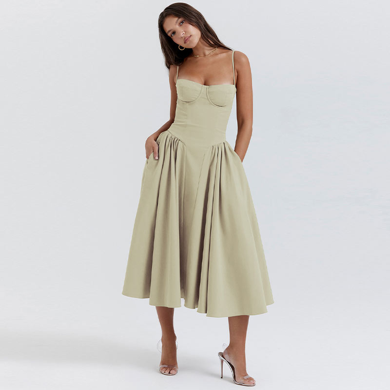 Kate - Sleeveless midi dress with corset fit