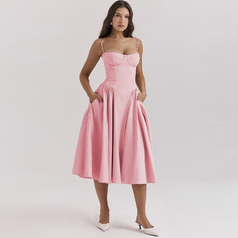 Kate - Sleeveless midi dress with corset fit