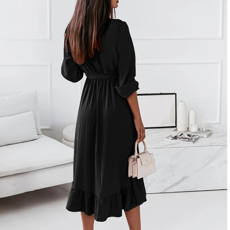 Clarissa - Elegant dames v neck maxi dress