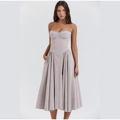 Kate - Sleeveless midi dress with corset fit