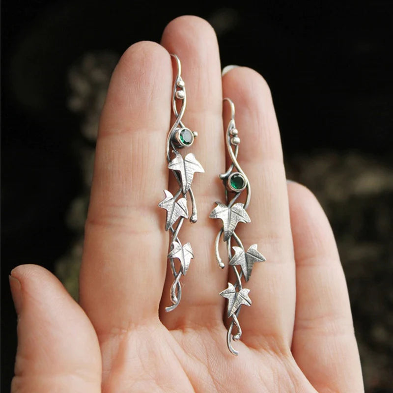 Vintage leaf elf earrings