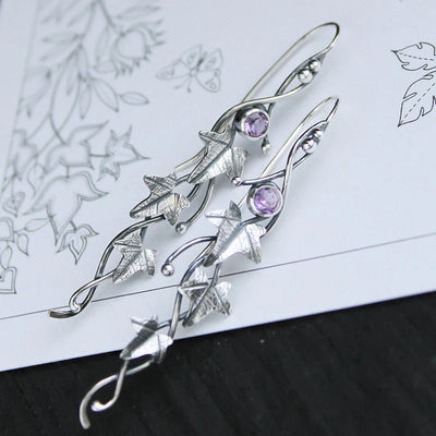 Vintage leaf elf earrings