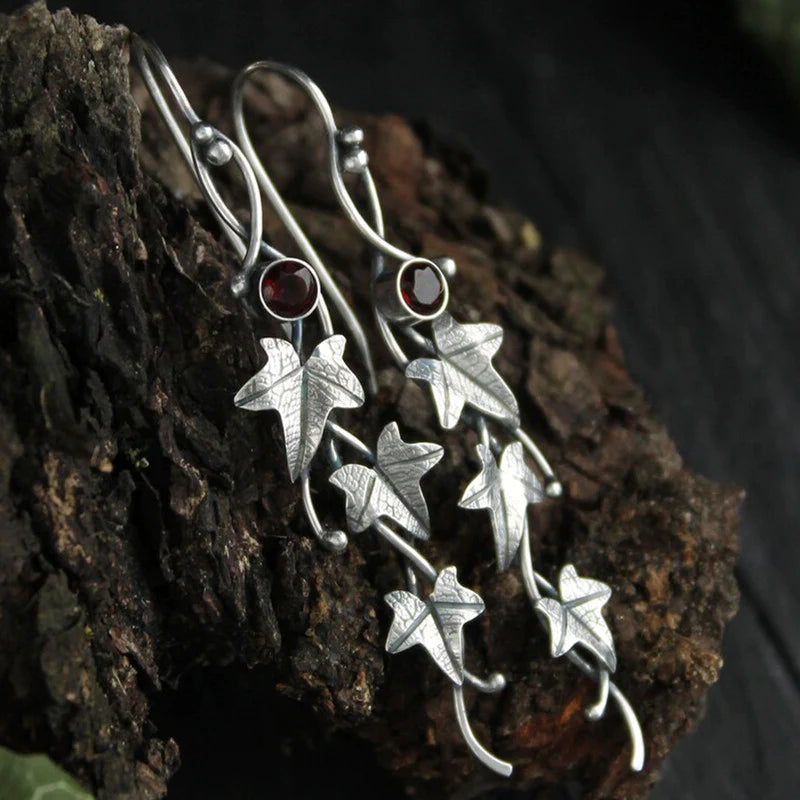 Vintage leaf elf earrings