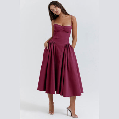 Kate - Sleeveless midi dress with corset fit