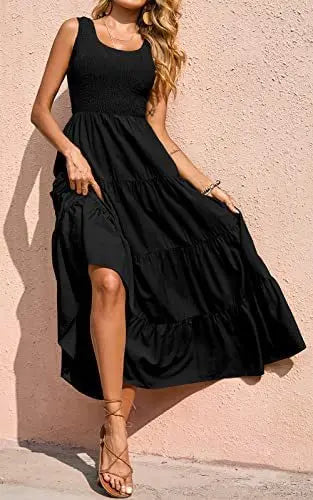 Melisa - U neck pleated maxi dress