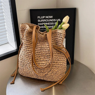 Frankie - Straw Woven Beach Bag