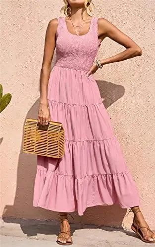 Melisa - U neck pleated maxi dress