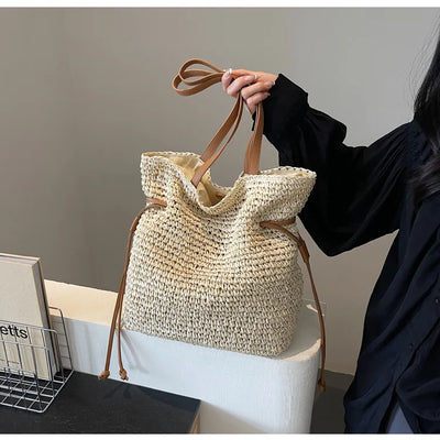 Frankie - Straw Woven Beach Bag