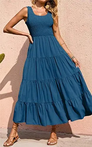 Melisa - U neck pleated maxi dress