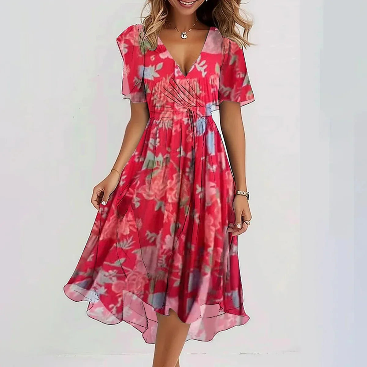 Francesca - Midi dress with short sleeves