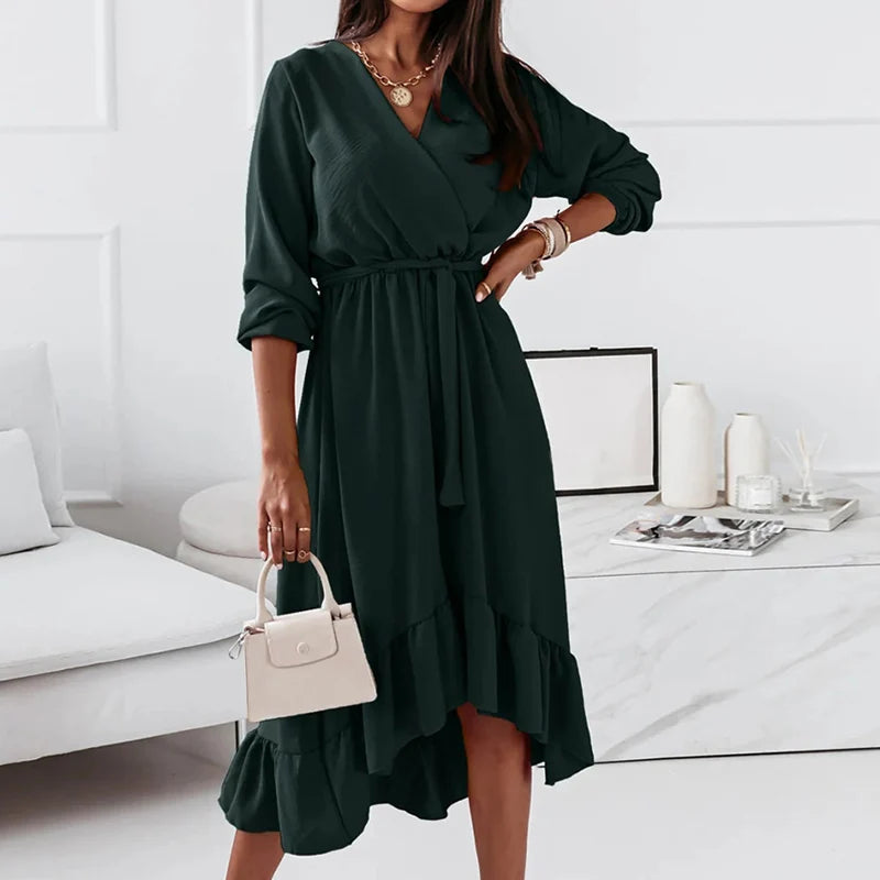 Clarissa - Elegant dames v neck maxi dress