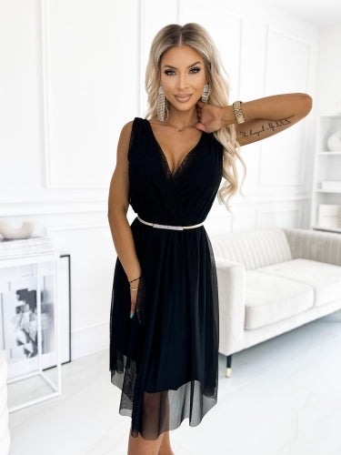 Kerry - Lace up pinched waist a line midi dress