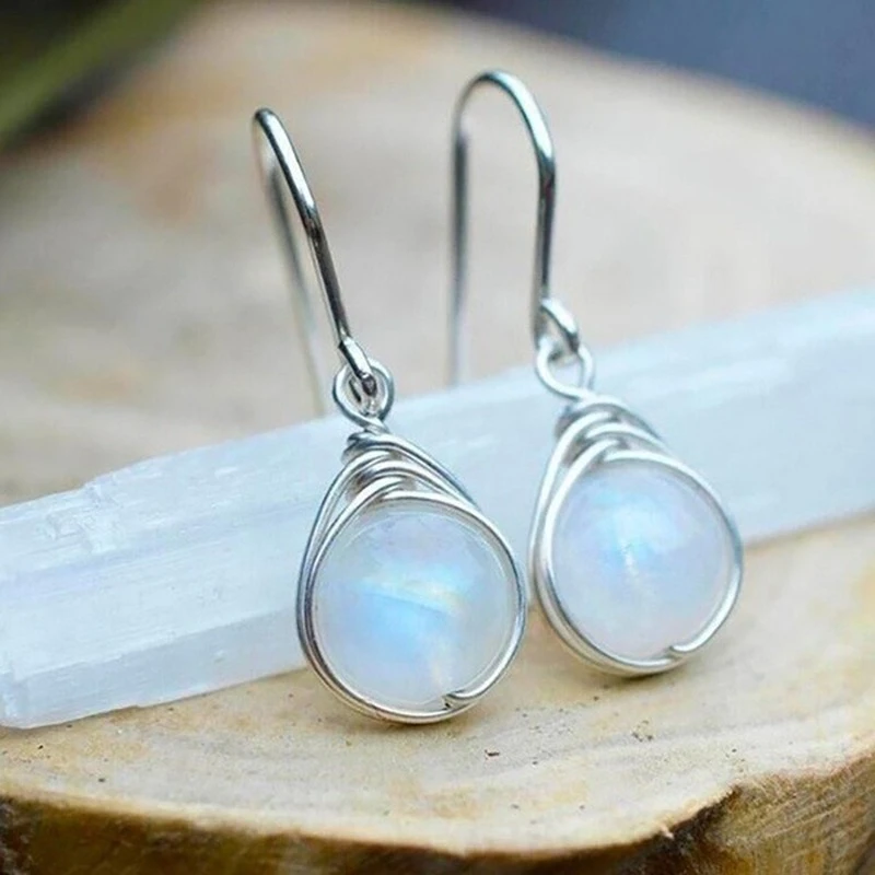 Vintage moonstone drop earrings