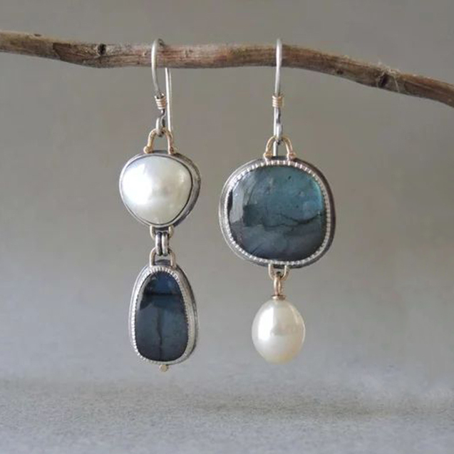 Vintage natural blue stone earrings