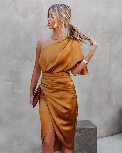 ALESSIA™ | Elegant Silk Dress with a Slit